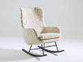 Sedia a dondolo - tessuto bouclé-metallo - 86x74x103 cm - bianco crema-nero - stile contemporaneo