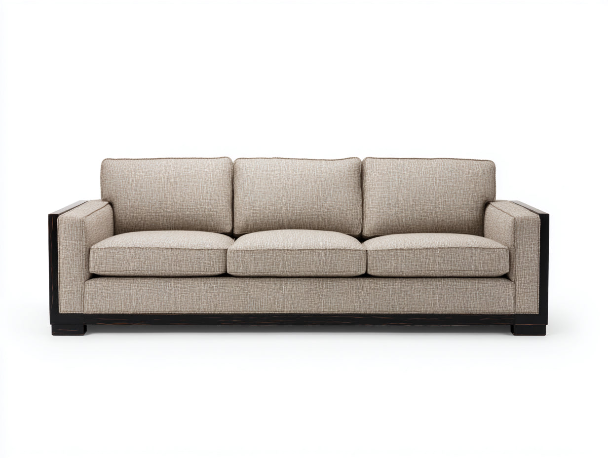 Divano a 3 posti - tessuto-legno - 231x94x85 cm - beige sabbia - stile contemporaneo lineare