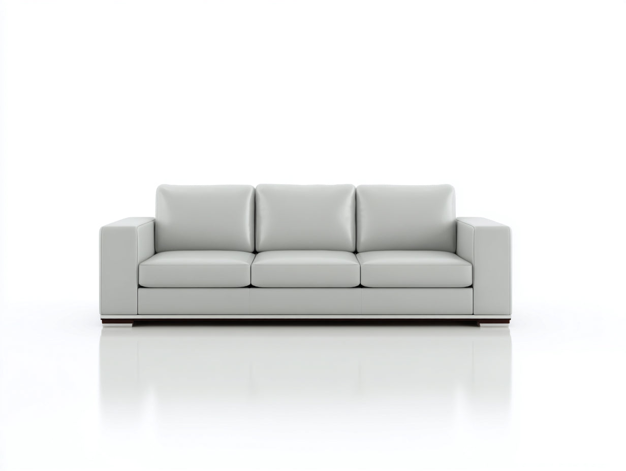 Divano a 3 posti - pelle sintetica-legno - 225x92x82 cm - grigio ghiaccio - stile minimalista moderno