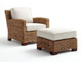 Poltrona da giardino - rattan-legno-tessuto - 90x86x88 cm - marrone naturale-avorio - stile lineare elegante