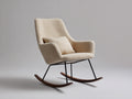 Sedia a dondolo - tessuto bouclé-metallo-legno - 84x76x99 cm - beige-nero-marrone - stile moderno