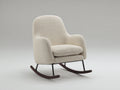 Sedia a dondolo - tessuto bouclé-metallo-legno - 85x76x98 cm - bianco crema-nero-marrone scuro - stile moderno