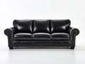 Divano a 3 posti - pelle sintetica-legno-metallo - 236x101x90 cm - nero - stile classico con braccioli arrotolati