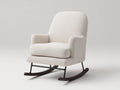 Sedia a dondolo - tessuto bouclé-metallo-legno - 82x75x105 cm - bianco crema-nero-marrone scuro - stile contemporaneo