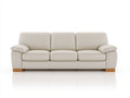 Divano a 3 posti - pelle sintetica-legno - 230x96x88 cm - avorio chiaro - stile contemporaneo accogliente