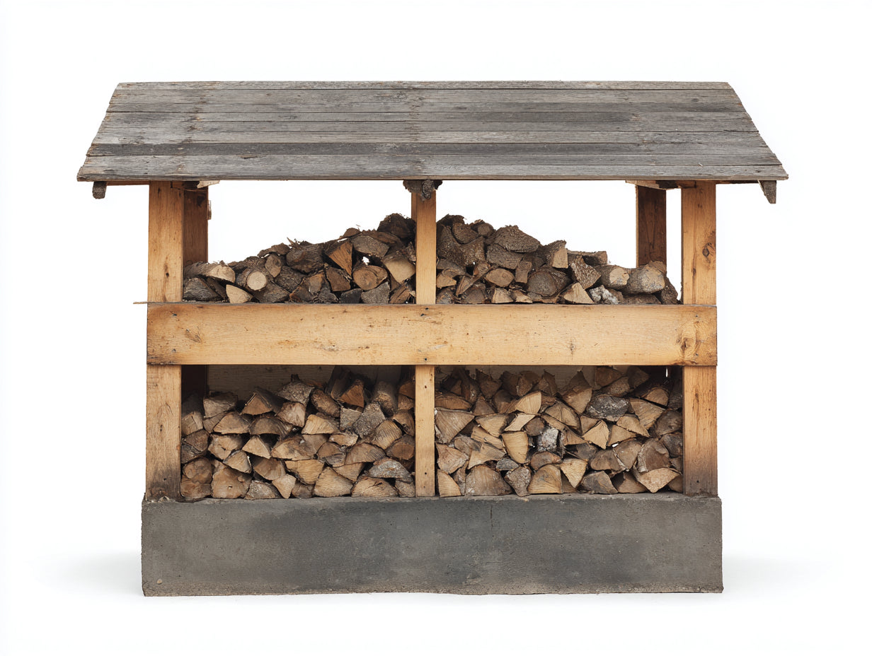 Portalegna - legno - 205x82x168 cm - marrone naturale-grigio - stile rustico con copertura inclinata