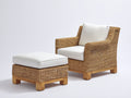 Poltrona da giardino - rattan-legno-tessuto - 90x87x86 cm - marrone miele-bianco avorio - stile lineare naturale