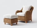 Poltrona da giardino - rattan-legno-tessuto - 88x86x94 cm - marrone naturale-bianco crema - stile avvolgente classico