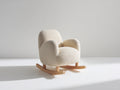 Sedia a dondolo - tessuto bouclé-legno - 78x72x80 cm - bianco crema-legno naturale - stile moderno