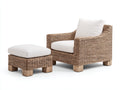 Poltrona da giardino - rattan-legno-tessuto - 89x86x86 cm - marrone naturale-bianco avorio - stile artigianale avvolgente