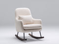 Sedia a dondolo - tessuto bouclé-metallo-legno - 83x75x99 cm - bianco crema-nero-marrone scuro - stile contemporaneo
