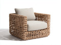 Poltrona da giardino - rattan-tessuto - 86x84x80 cm - marrone naturale-beige sabbia - stile intrecciato contemporaneo