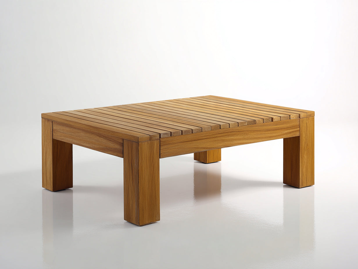 Tavolo da giardino - Legno - 110 x 80 x 42 cm - Marrone miele - Stile contemporaneo