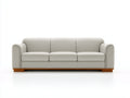 Divano a 3 posti - pelle sintetica-legno - 232x94x85 cm - grigio perla - stile moderno curvilineo
