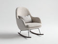 Sedia a dondolo - tessuto bouclé-metallo-legno - 87x79x100 cm - crema-nero-marrone - stile moderno