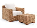 Poltrona da giardino - fibra naturale-legno-tessuto - 89x86x84 cm - marrone chiaro-bianco lino - stile squadrato artigianale