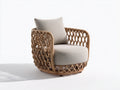 Poltrona da giardino - rattan-tessuto - 84x80x83 cm - marrone naturale-beige - stile organico contemporaneo