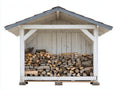 Portalegna - legno - 240x100x215 cm - bianco-grigio - stile rustico con tetto a due falde