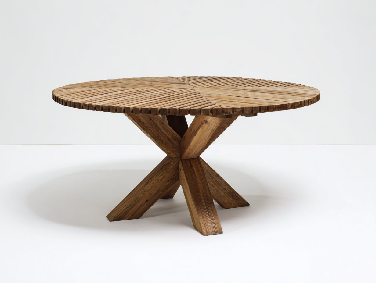 Tavolo da giardino - Legno - 140 x 140 x 75 cm - Marrone naturale - Stile rustico contemporaneo