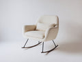 Sedia a dondolo - tessuto bouclé-metallo-legno - 88x81x98 cm - crema-marrone - stile contemporaneo