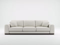 Divano a 3 posti - pelle sintetica-legno - 236x100x86 cm - bianco avorio - stile contemporaneo lineare