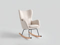 Sedia a dondolo - tessuto bouclé-metallo-legno - 89x74x109 cm - bianco crema-nero-legno naturale - stile nordico