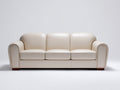 Divano a 3 posti - pelle sintetica-legno - 224x96x88 cm - beige avorio - stile classico contemporaneo